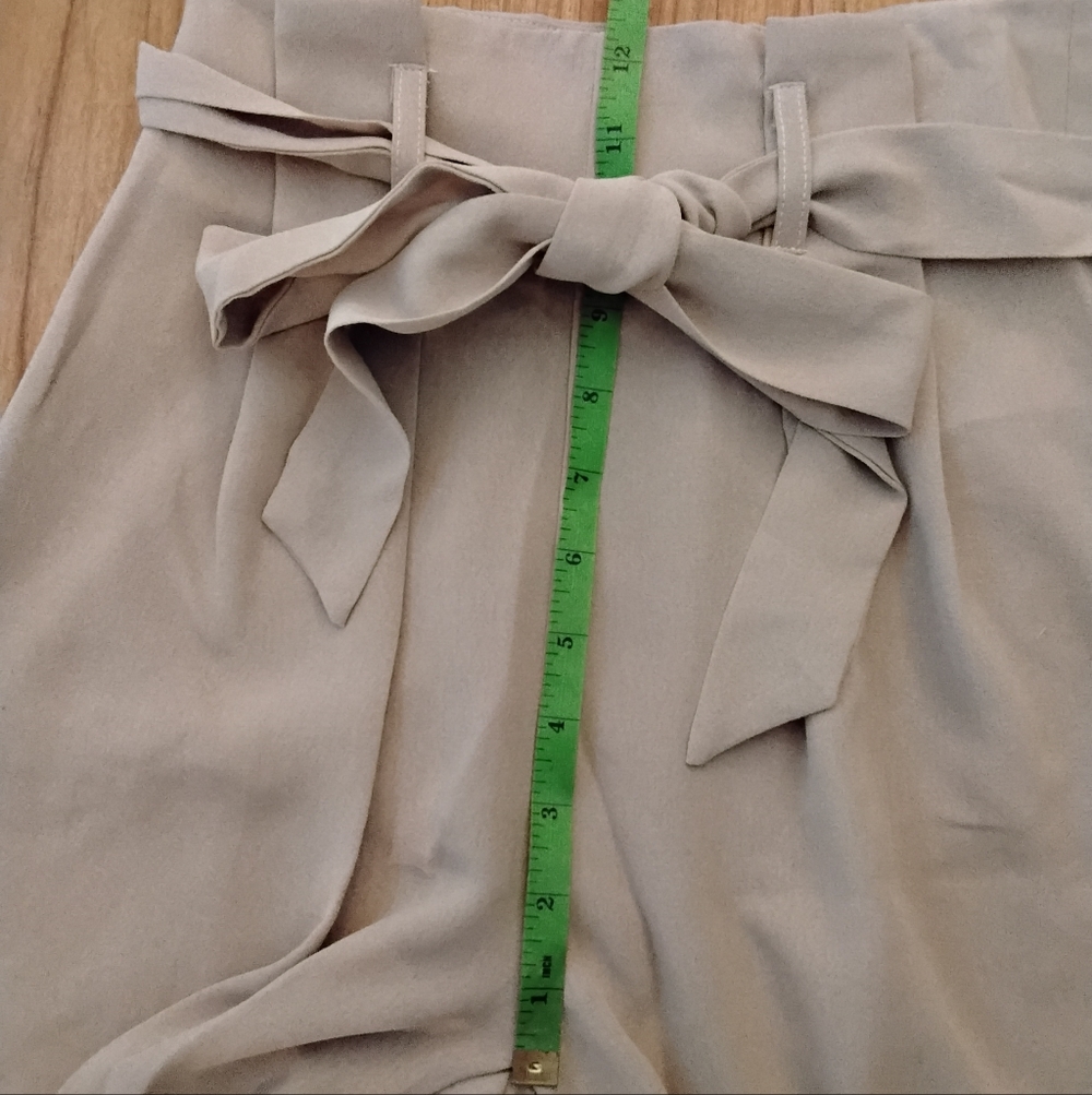 SHEIN Tan Super High‑Waist Wide‑Leg Pants w/Matching Bow Belt – Size XS - Picture 8 of 10